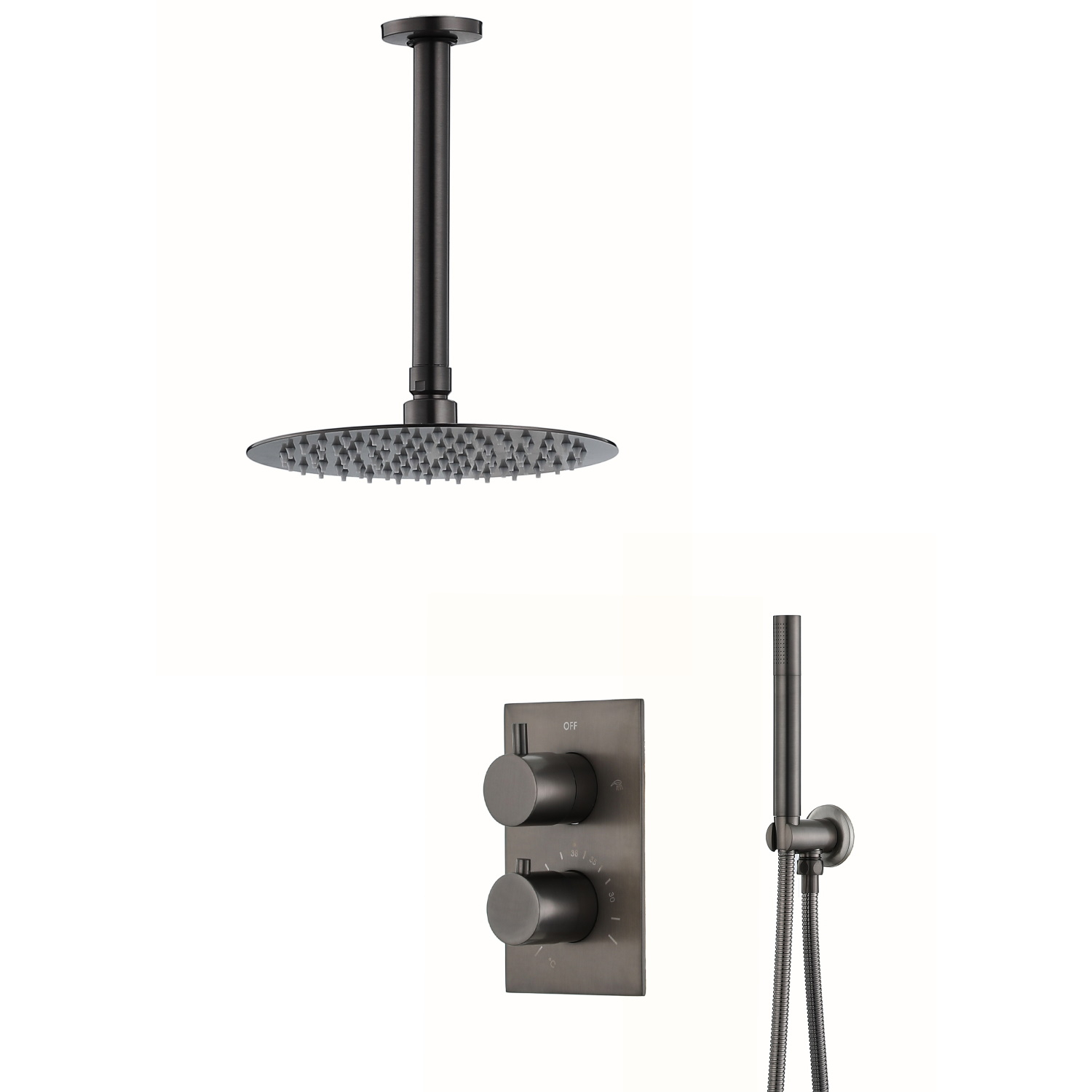 Inbouw Regendouche Set BWS Exclusive Plafonduitloop Gunmetal 30 cm