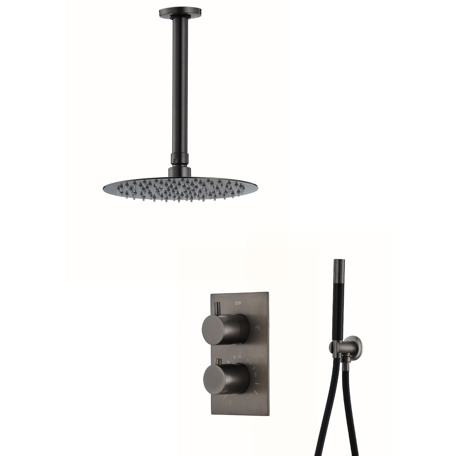 Inbouw Regendouche Set BWS Exclusive Pro Plafonduitloop Gunmetal 30 cm