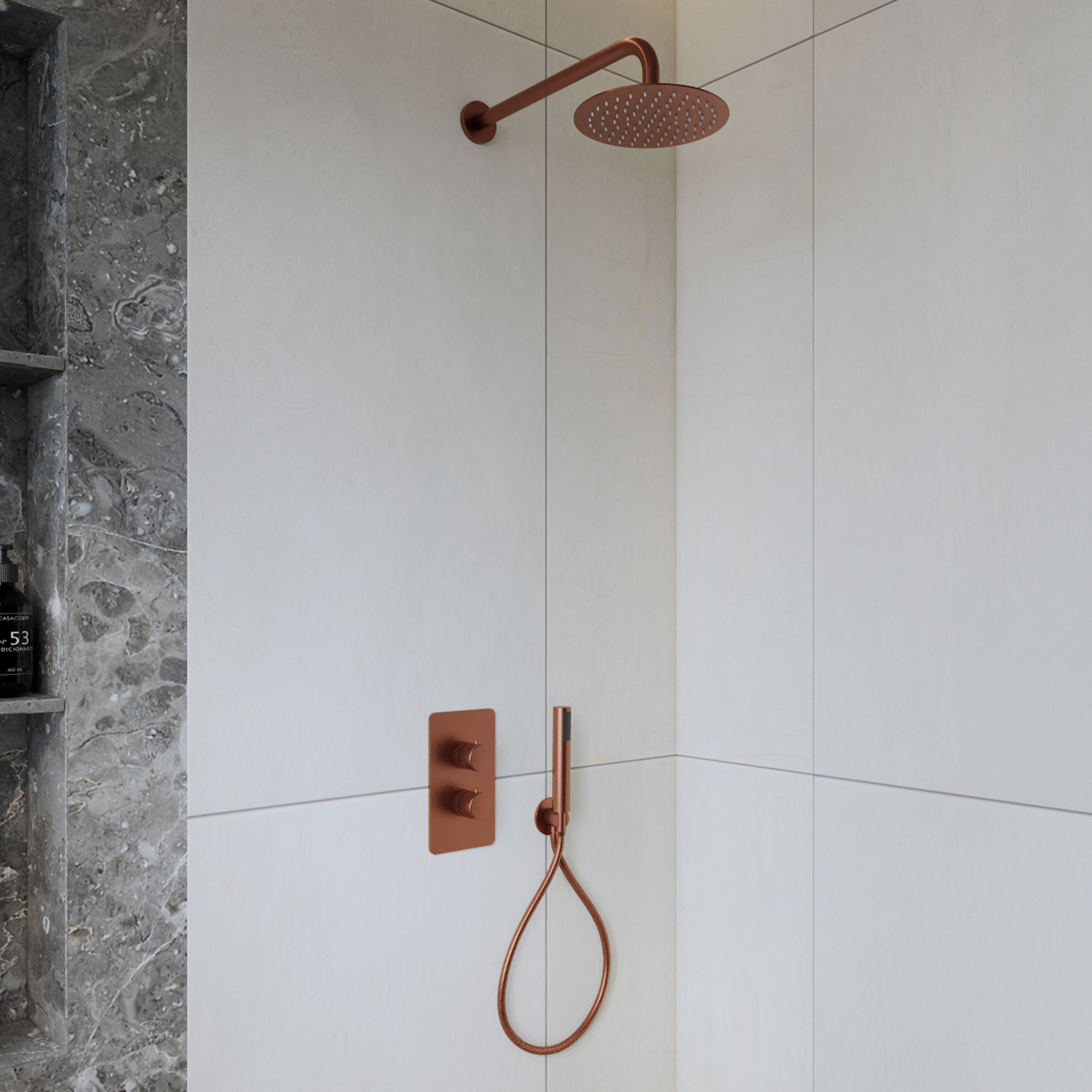 Inbouw Regendouche Set | BWS Colorato | Met Handdouche | Wanduitloop | Geborsteld Koper