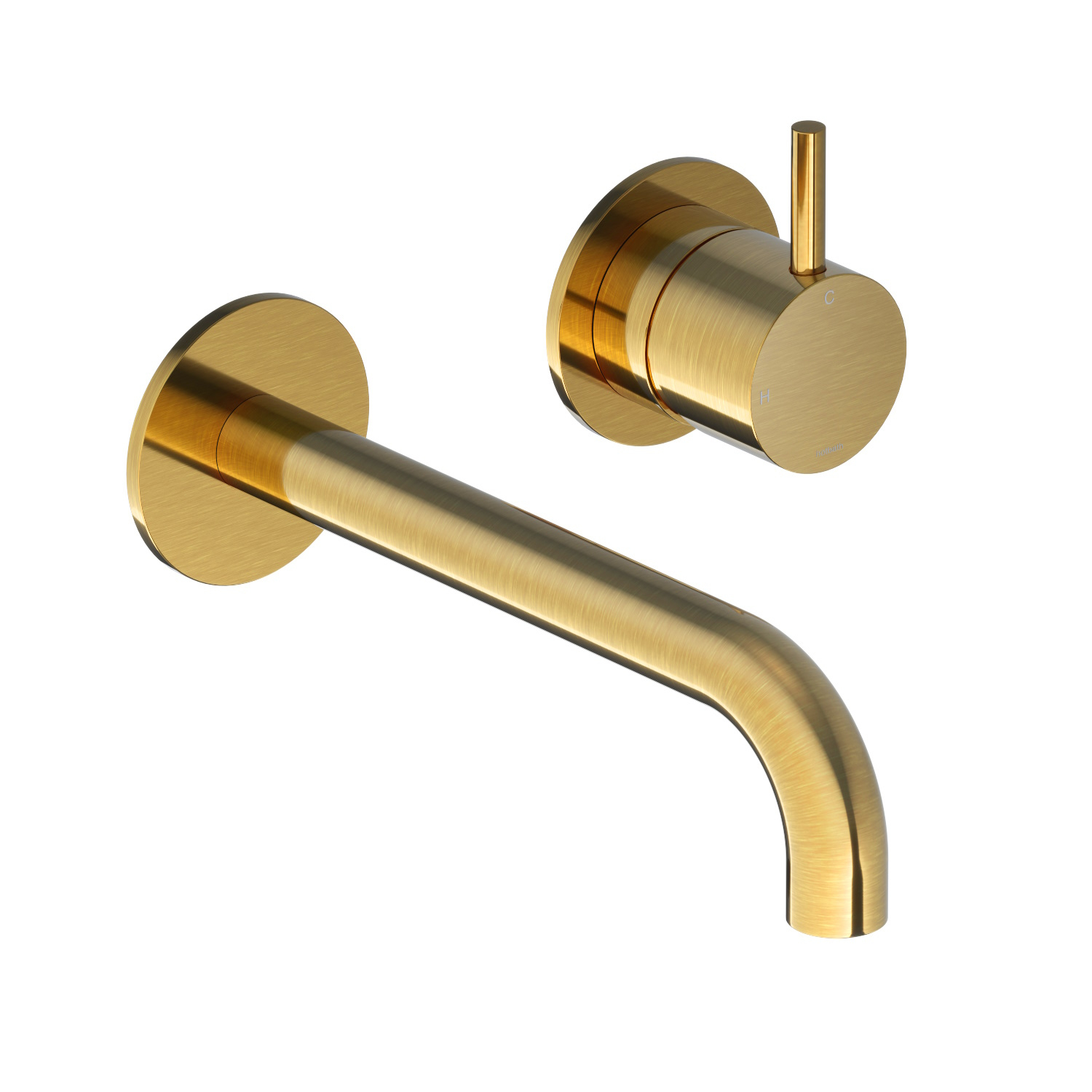 Inbouw Wastafelkraan Hotbath Cobber 18 cm Gebogen Uitloop 1-Hendel Geborsteld Messing PVD