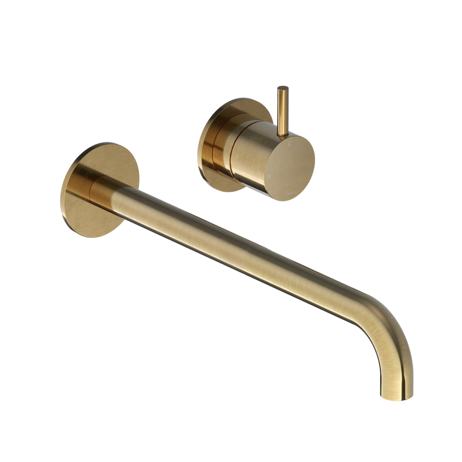 Inbouw Wastafelkraan Hotbath Cobber 25 cm Gebogen Uitloop 1-Hendel Geborsteld Messing