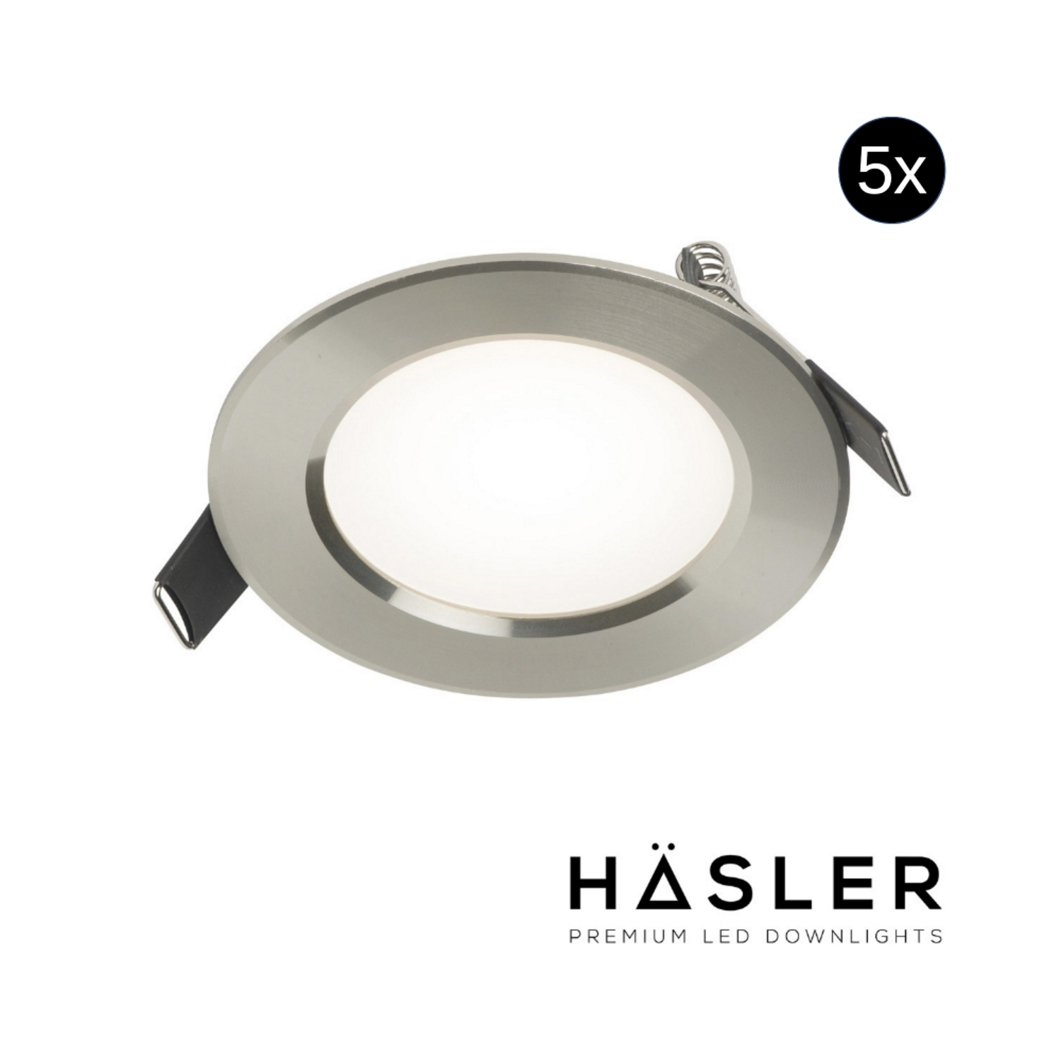 Inbouwspot Häsler Comarruga Incl. Fase Aansnijding Dimbaar 9.2 cm 4 Watt Helder Wit RVS Set 5x