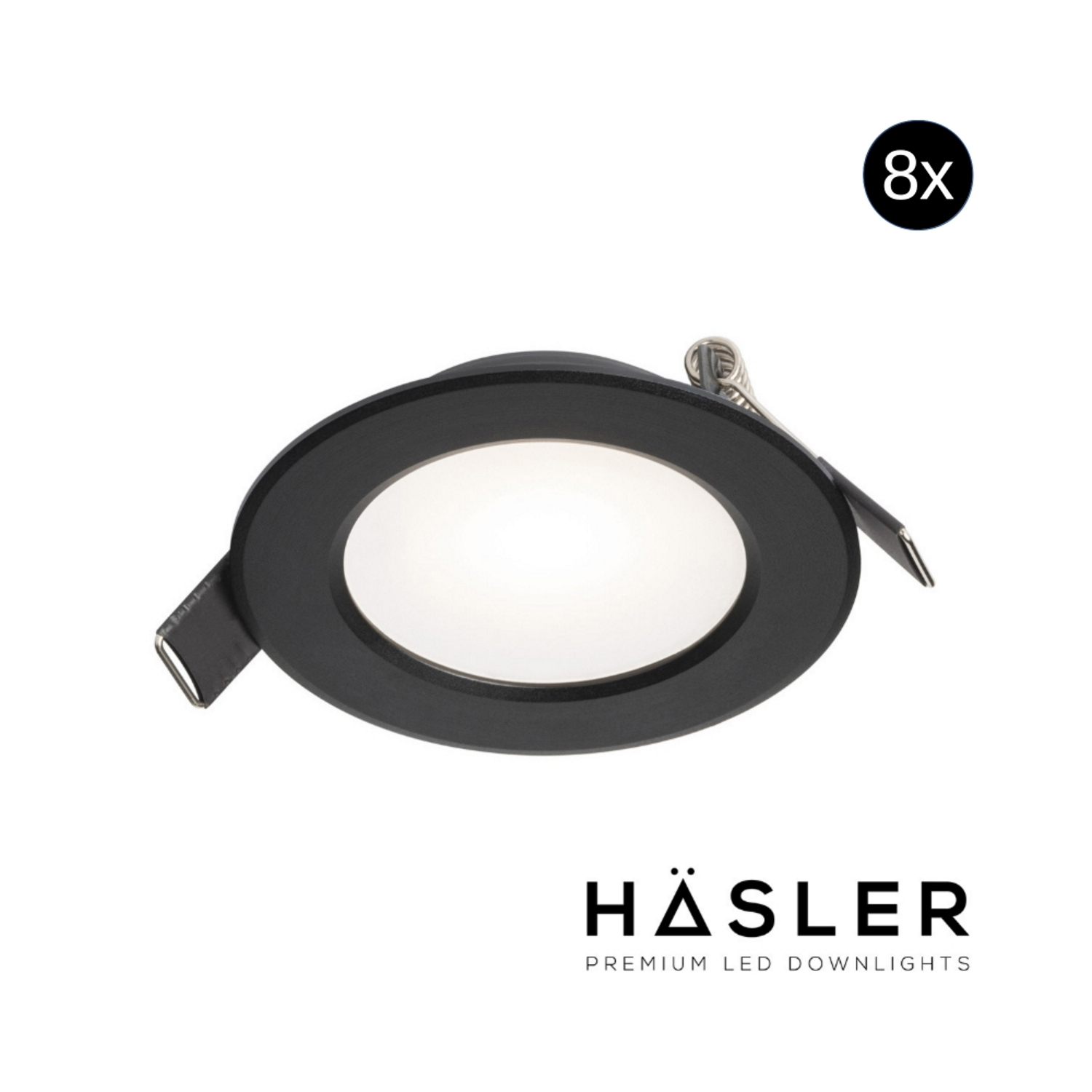 Inbouwspot Häsler Murcia Incl. Fase Aansnijding Dimbaar 9.2 cm 4 Watt Helder Wit Zwart Set 8x