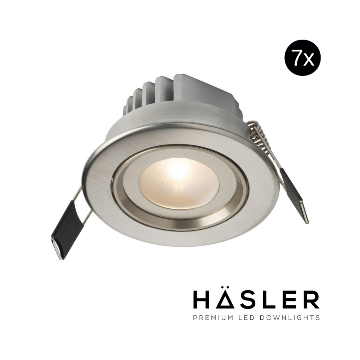 Inbouwspot Häsler Tarragona Incl. Fase Aansnijding Dimbaar 8 cm 4 Watt Warm Wit RVS Set 7x