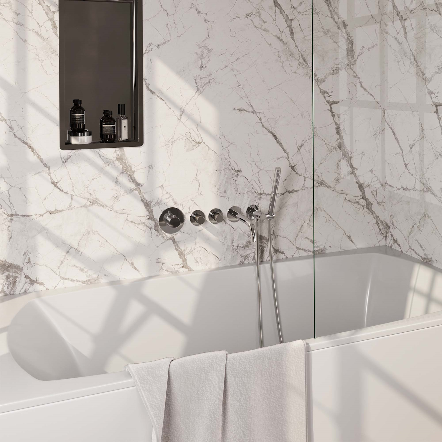 Inbouwthermostaatset Brauer Chrome Carving Incl Baduitloop en 3 Standen Handdouche Chroom