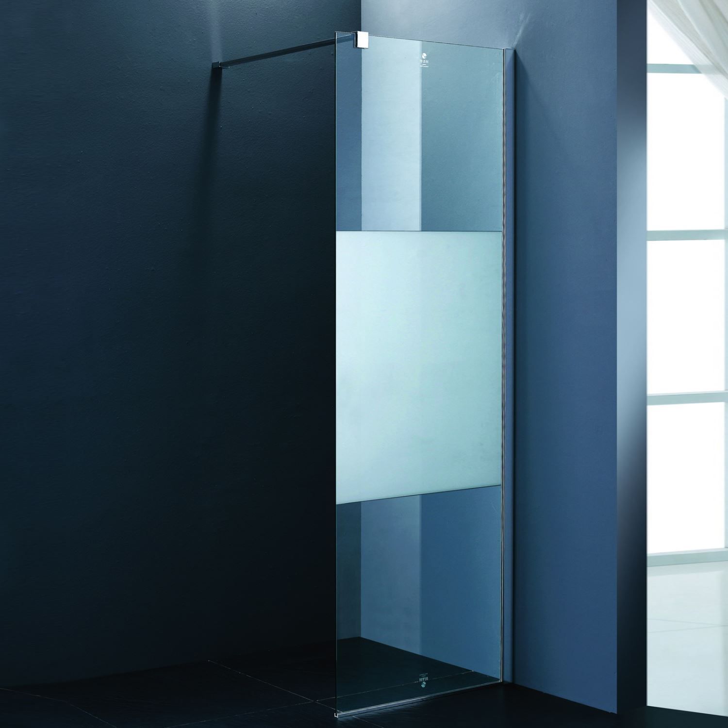 Douchewand BWS Athena 110x200 cm 8mm met Middenband NANO Coating