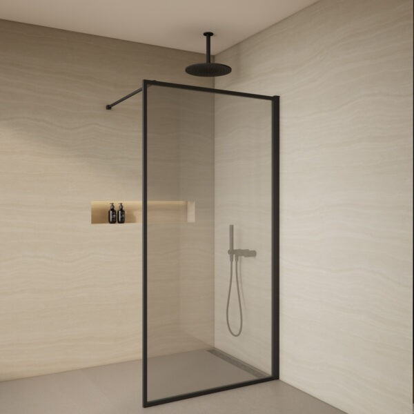 Inloopdouche BWS Redo 140x200cm 8 mm Glas Mat Zwart