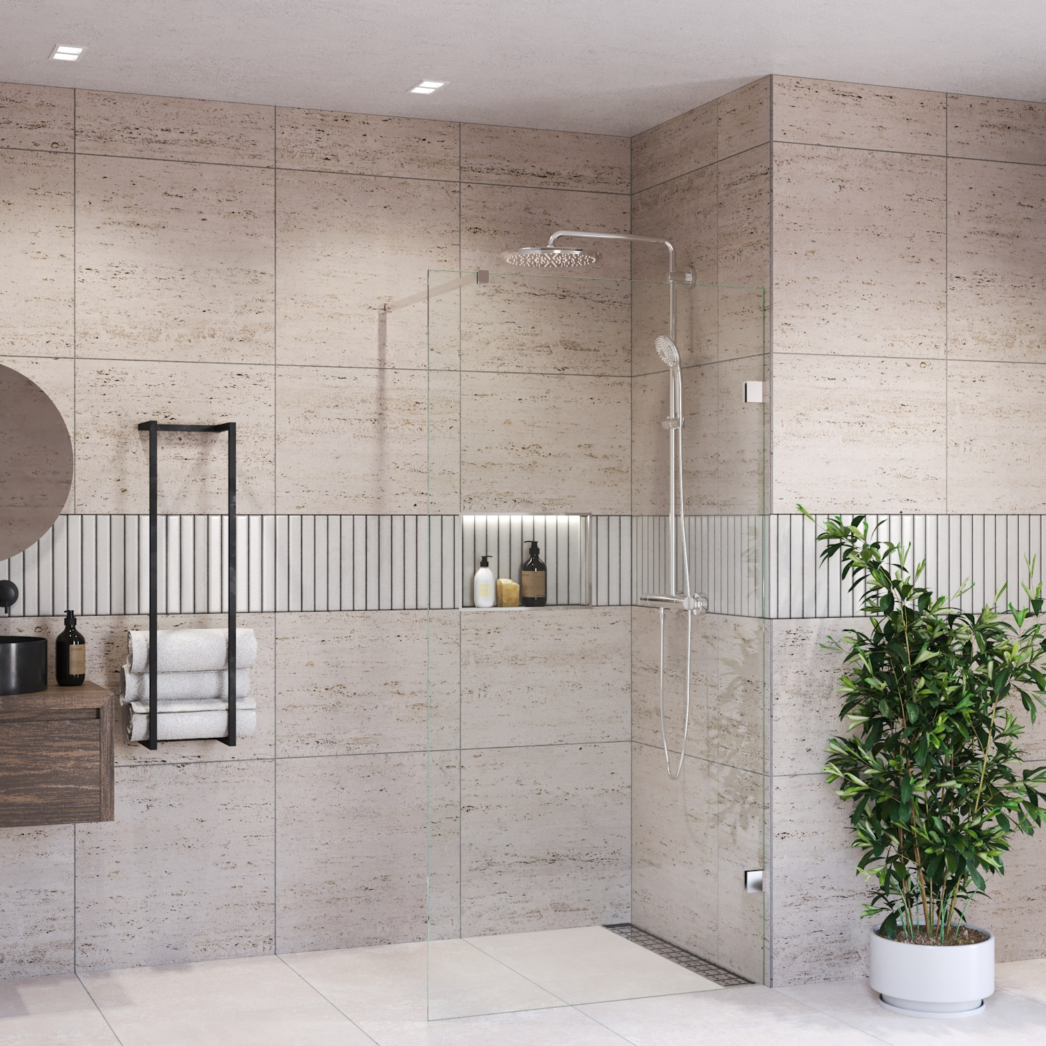 Inloopdouche BWS Portos Chroom 70x200 cm Helder Glas 8 mm Nano Coating