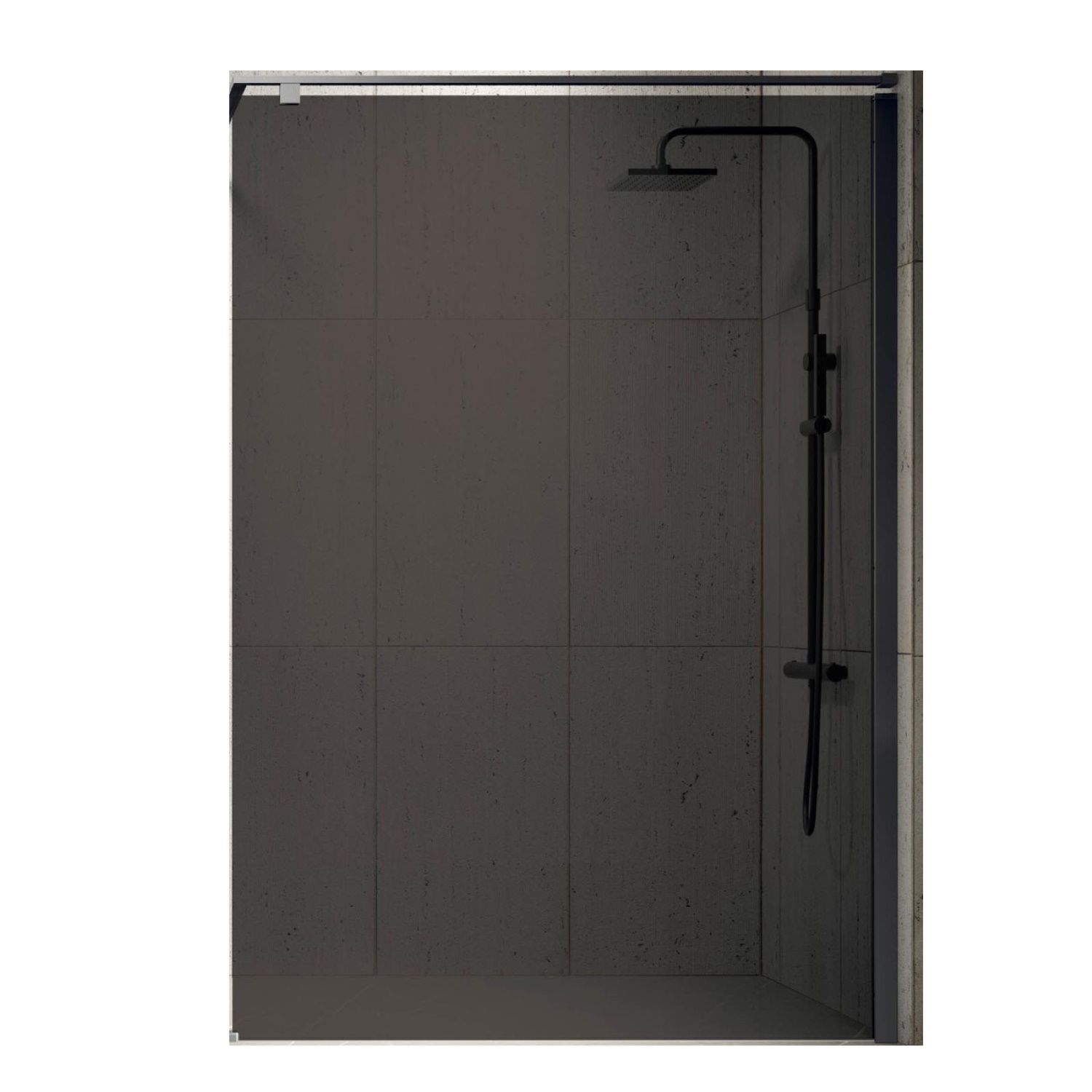 Inloopdouche Novellini Kuadra met Grijs Rookglas 140x200 cm Mat Zwart Profiel