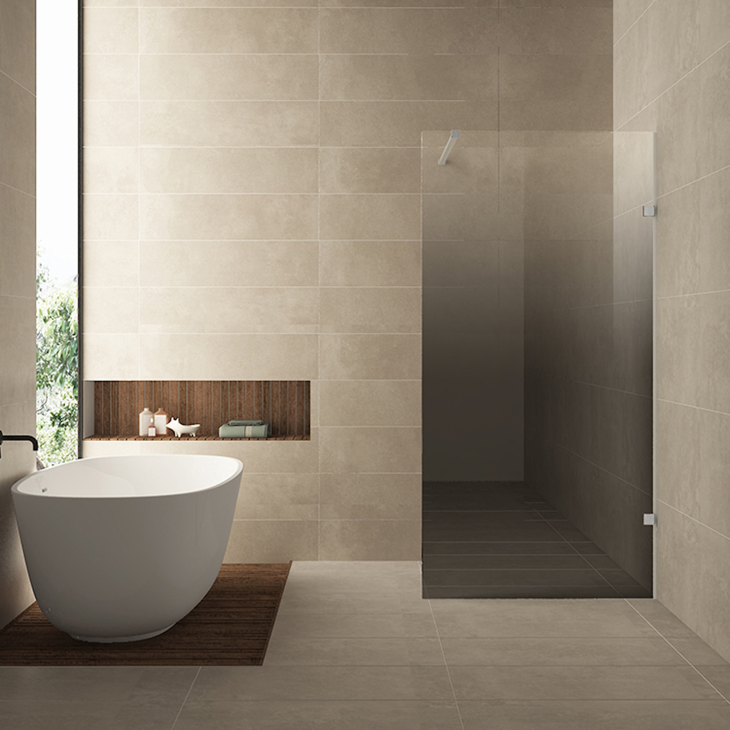 Inloopdouche Rechts Wiesbaden Less 80x200 cm 8 mm Nano Spiegelrook- naar Helder Glas Geborsteld Staal