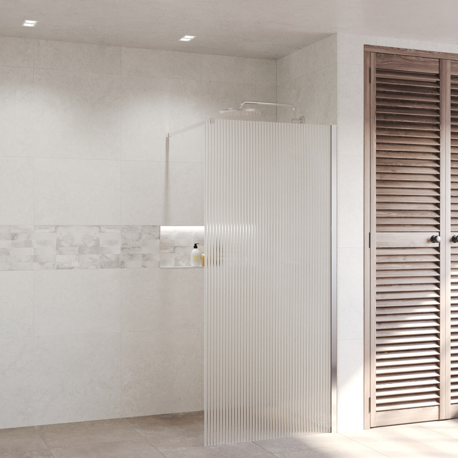 Inloopdouche Ribbel BWS Portos Chroom 90x200 cm Helder Glas 8 mm Nano Coating