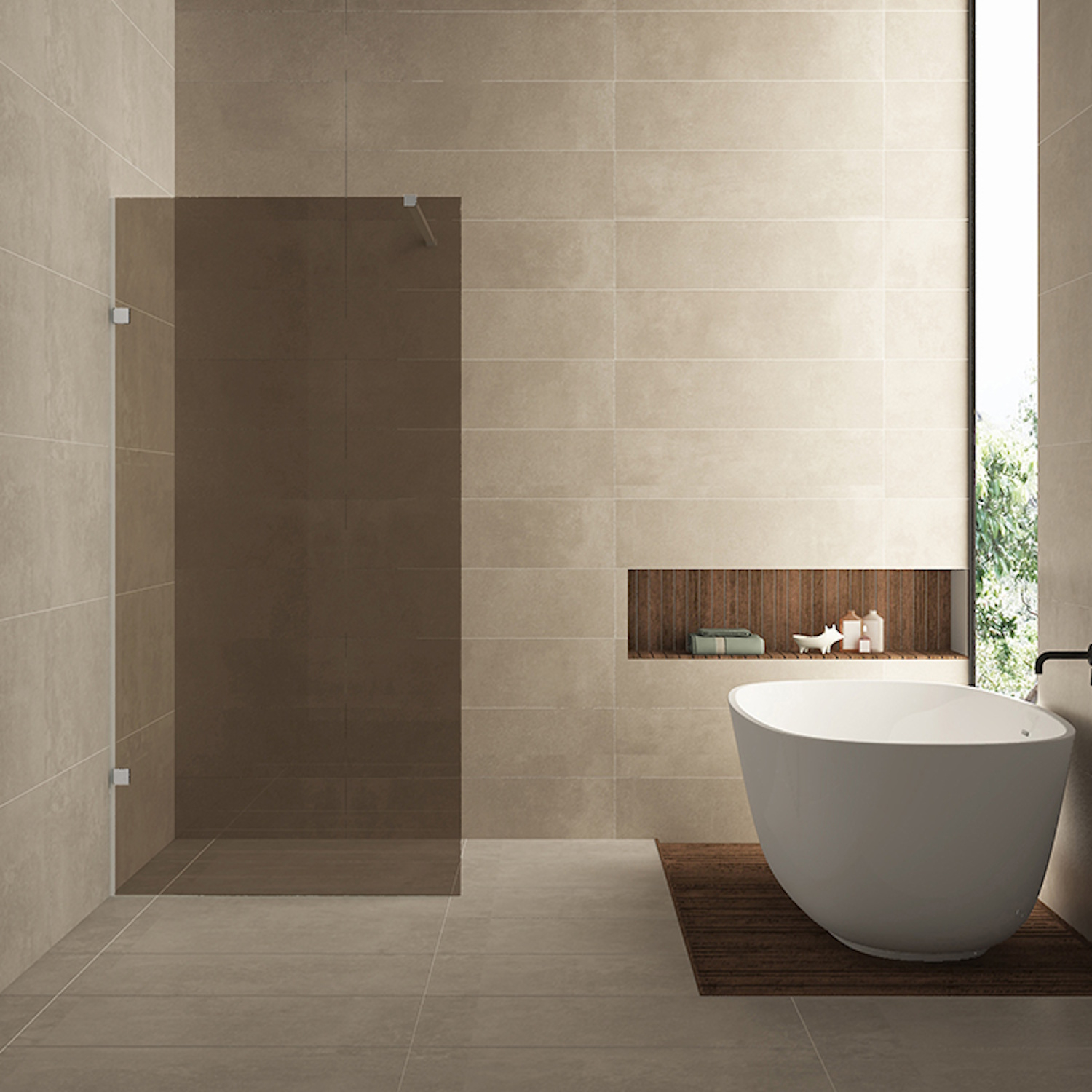 Inloopdouche Wiesbaden Less 100x200 cm 8 mm Nano Vintage Brons Glas Chroom