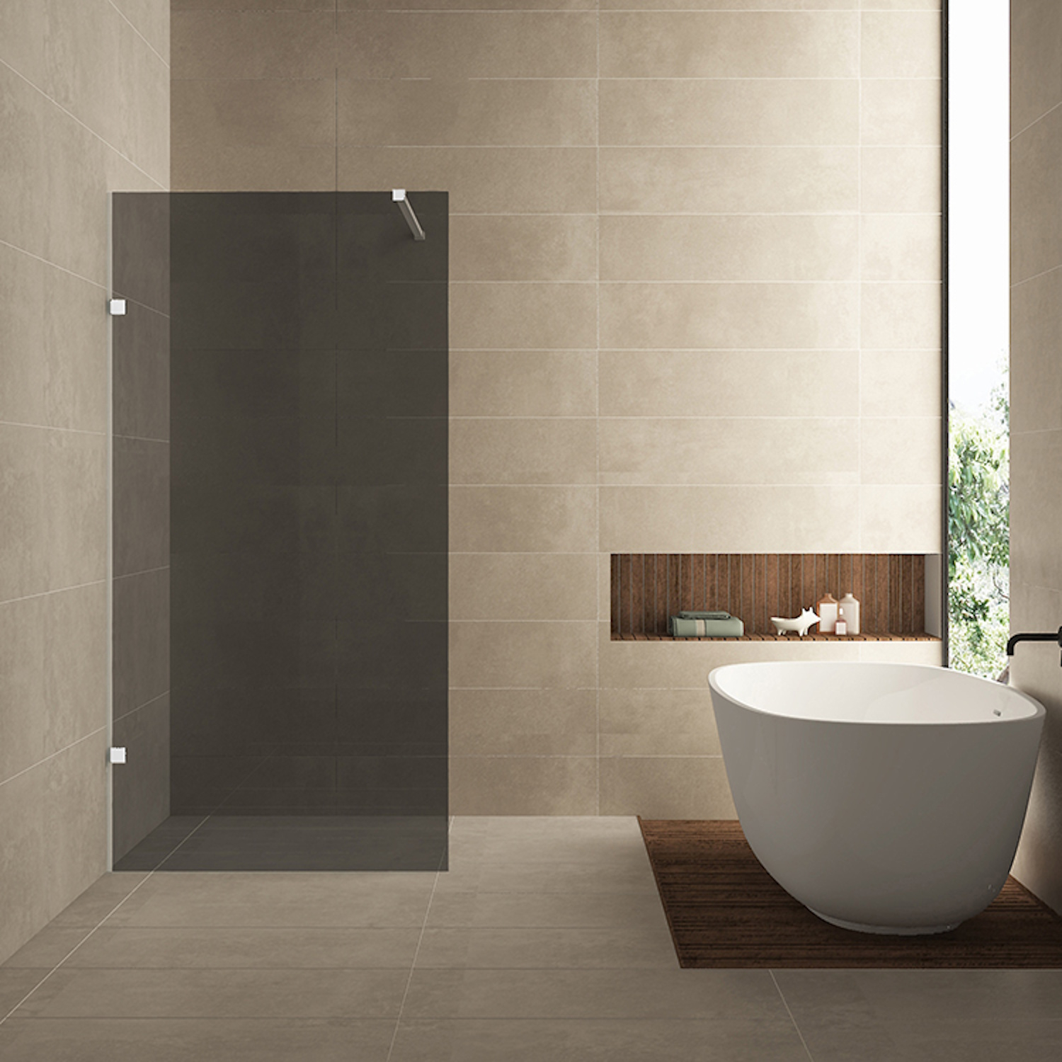 Inloopdouche Wiesbaden Less 90x200 cm 8 mm Nano Rookglas Mat Wit