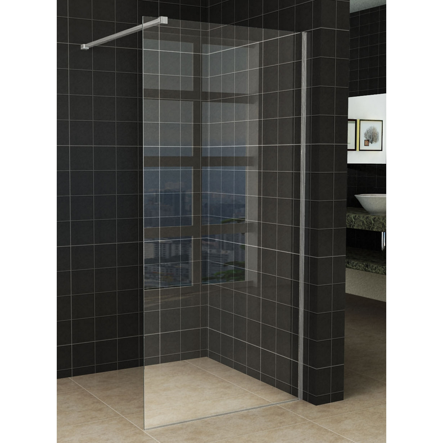 Inloopdouche Wiesbaden Slim 60x200cm 8mm Helder Antikalk Coating (Exclusief profiel)
