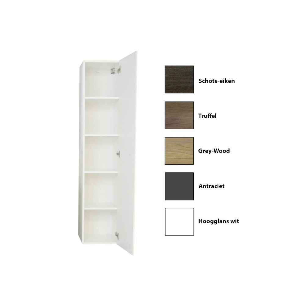 Kolomkast Sanicare Q4/Q15 1 Soft-Closing Deur 160x33,5x32 cm Hoogglans Wit