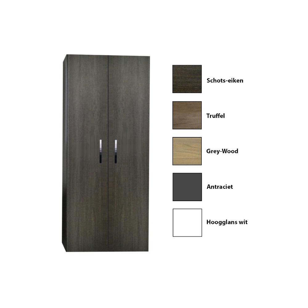 Kolomkast Sanicare Q1/Q12/Q17 2-Deurs Soft-Closing Chromen Greep 160x67x32 cm Hoogglans Wit