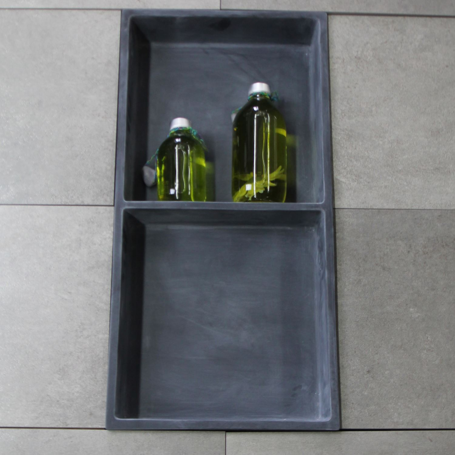 Inbouwnis Luca Sanitair 59,5x29,5x8cm Polystone 2 Vakken Rechthoek Glans Wit