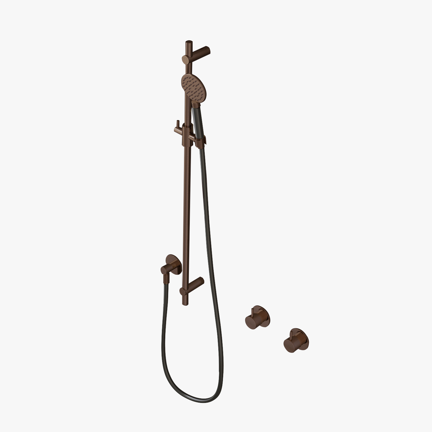 Glijstangset Hotbath Cobber Met Wandaansluitbocht En Handdouche Verouderd Messing Living Colours