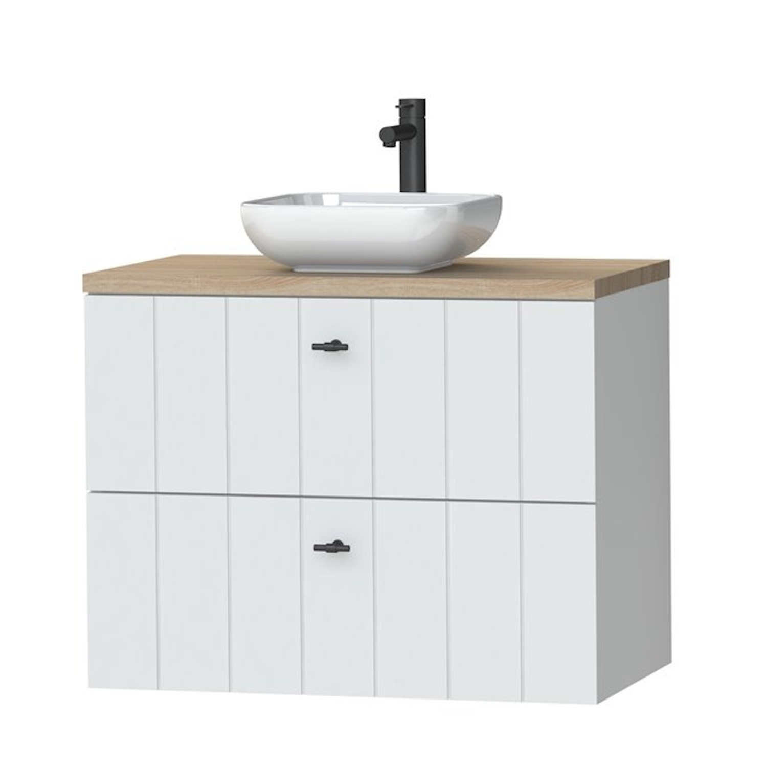 Tiger Maryport Meubelset 80 cm met 2 lades Mat wit incl Ontario waskom Hoogglans wit - 1496018914