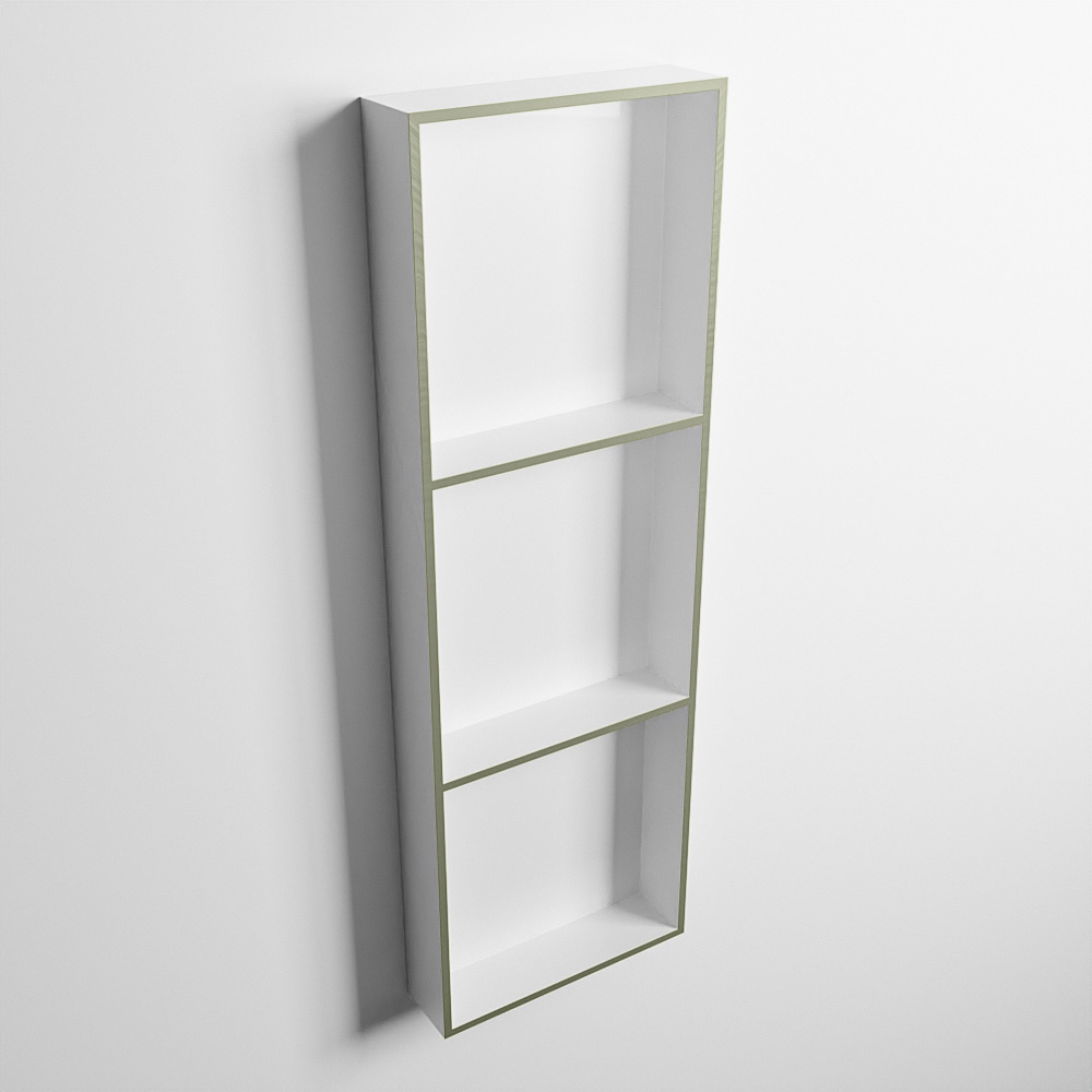 MONDIAZ EASY Nis 89,5x29,5cm in solid surface kleur Army | Talc. 3 vakken geschikt voor in- of opbouw