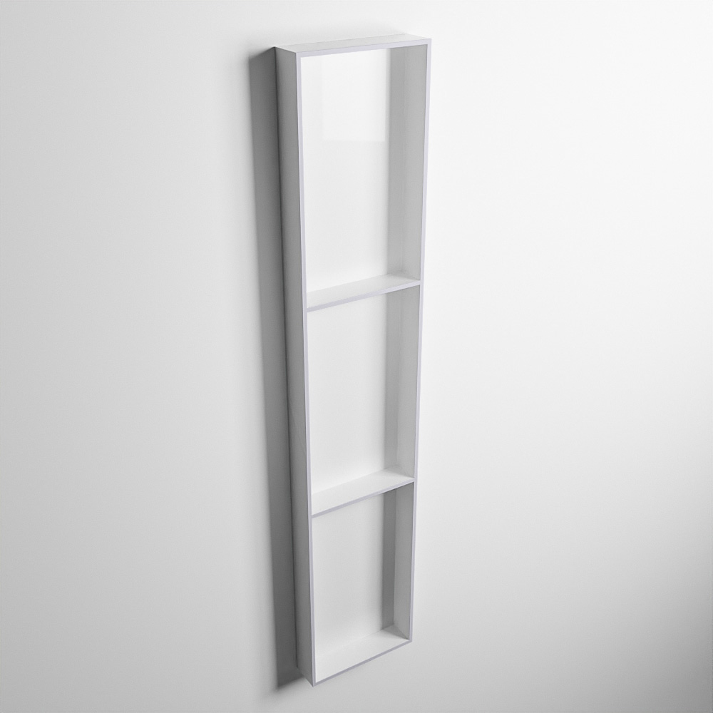 MONDIAZ EASY Nis 149,5x29,5cm in solid surface kleur Cale | Talc. 3 vakken geschikt voor in- of opbouw