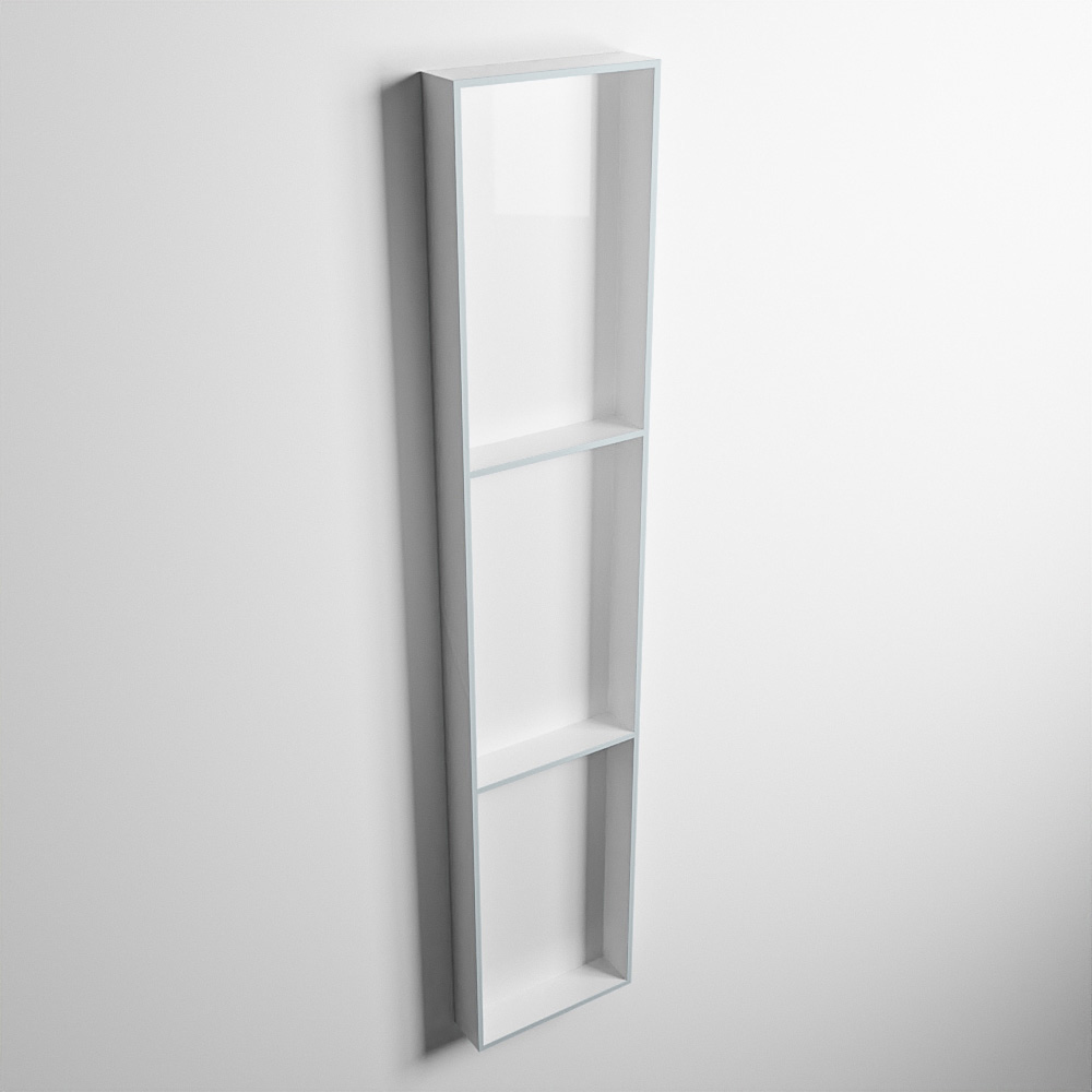 MONDIAZ EASY Nis 149,5x29,5cm in solid surface kleur Clay | Talc. 3 vakken geschikt voor in- of opbouw