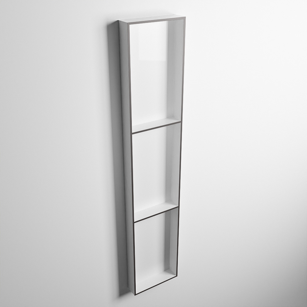 MONDIAZ EASY Nis 149,5x29,5cm in solid surface kleur DarkGrey | Talc. 3 vakken geschikt voor in- of opbouw