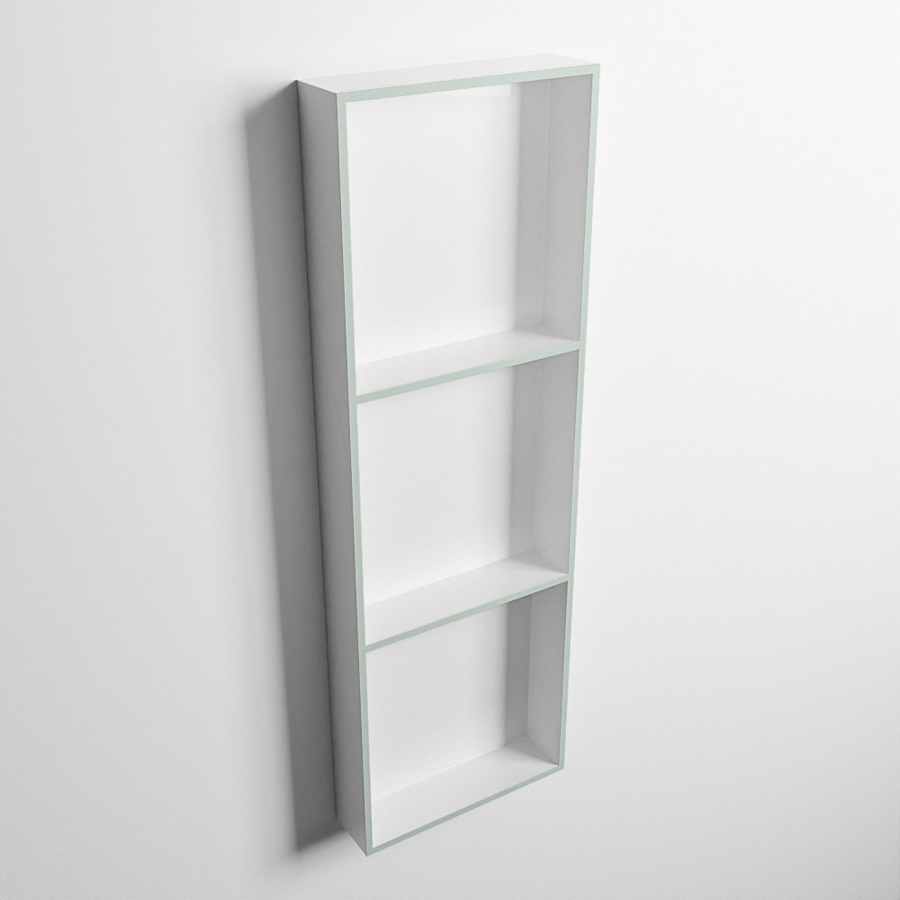 MONDIAZ EASY Nis 89,5x29,5cm in solid surface kleur Greey | Talc. 3 vakken geschikt voor in- of opbouw