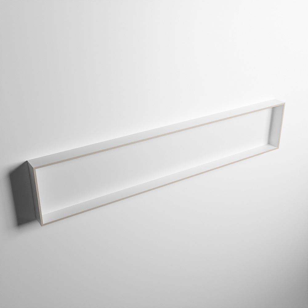 MONDIAZ EASY Nis 149,5x29,5cm in solid surface kleur Linen | Talc. 1 vak geschikt voor in- of opbouw