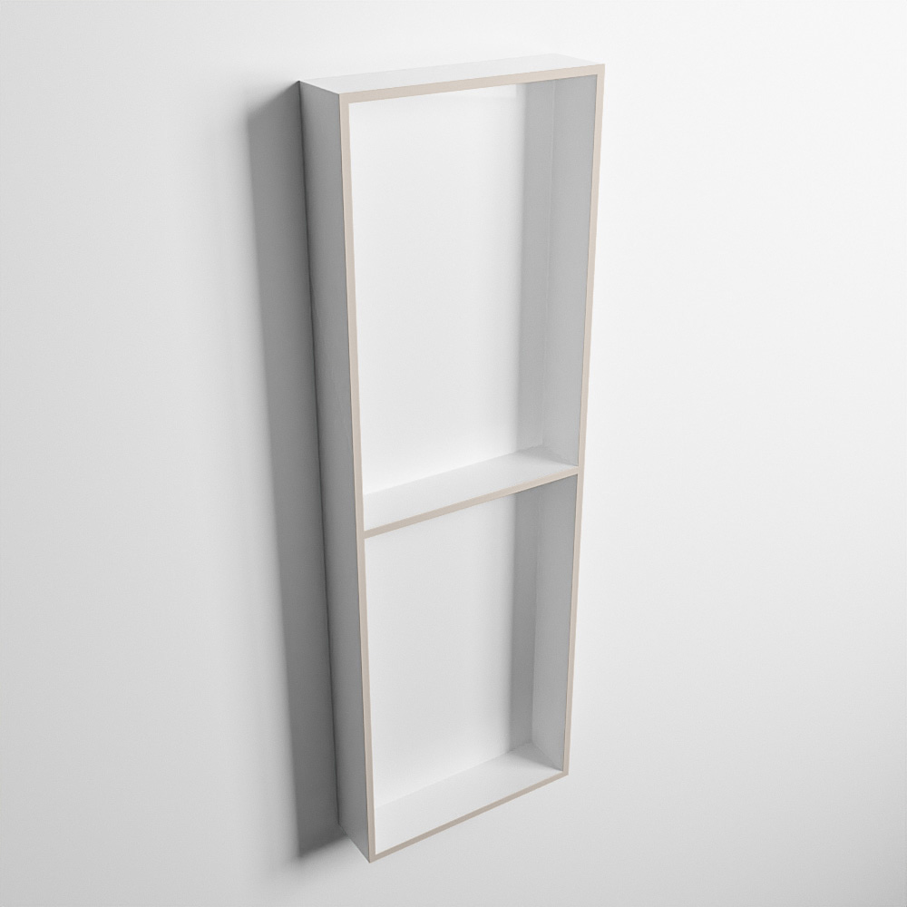 MONDIAZ EASY Nis 149,5x29,5cm in solid surface kleur Linen | Talc. 2 vakken geschikt voor in- of opbouw