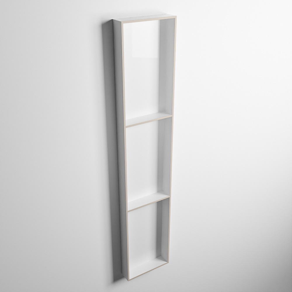 MONDIAZ EASY Nis 149,5x29,5cm in solid surface kleur Linen | Talc. 3 vakken geschikt voor in- of opbouw