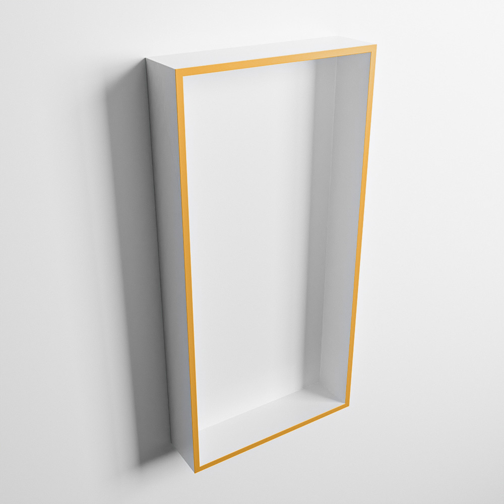 MONDIAZ EASY Nis 59,5x29,5cm in solid surface kleur Ocher | Talc. 1 vak geschikt voor in- of opbouw