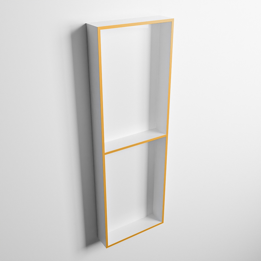 MONDIAZ EASY Nis 149,5x29,5cm in solid surface kleur Ocher | Talc. 2 vakken geschikt voor in- of opbouw