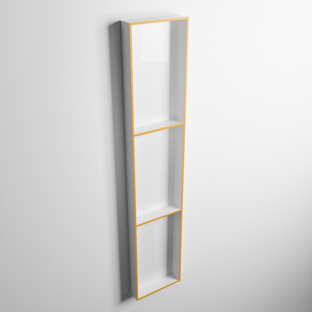 MONDIAZ EASY Nis 149,5x29,5cm in solid surface kleur Ocher | Talc. 3 vakken geschikt voor in- of opbouw