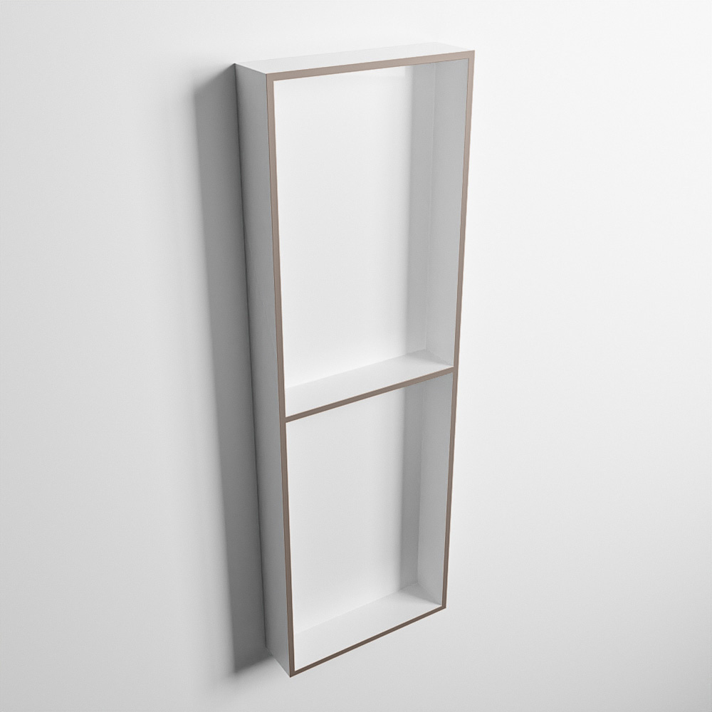 MONDIAZ EASY Nis 149,5x29,5cm in solid surface kleur Smoke | Talc. 2 vakken geschikt voor in- of opbouw