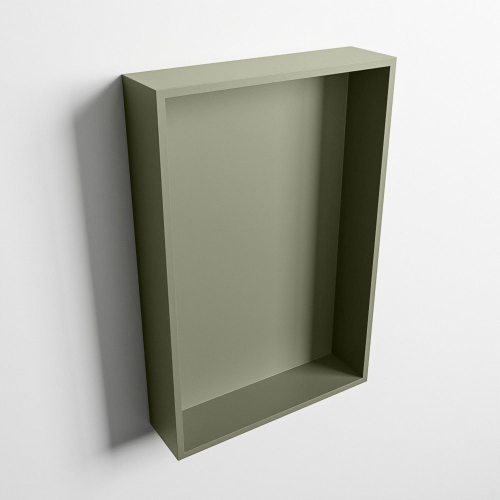 MONDIAZ EASY Nis 44,5x29,5cm in solid surface kleur Army | Army. 1 vak geschikt voor in- of opbouw