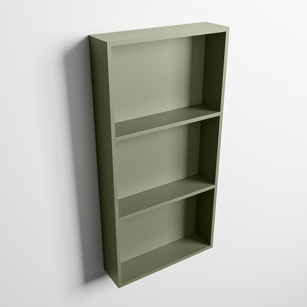 MONDIAZ EASY Nis 59,5x29,5cm in solid surface kleur Army | Army. 3 vakken geschikt voor in- of opbouw