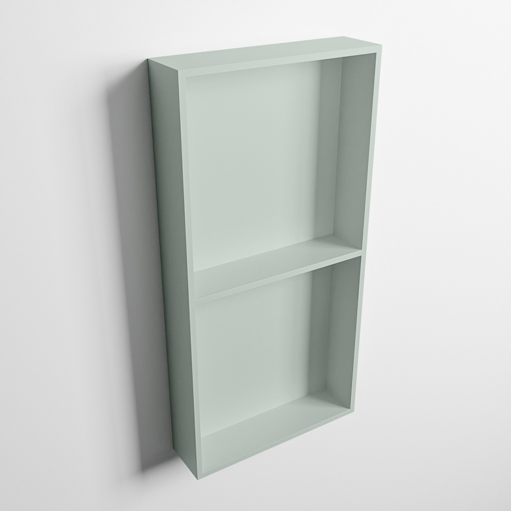 MONDIAZ EASY Nis 59,5x29,5cm in solid surface kleur Greey | Greey. 2 vakken geschikt voor in- of opbouw
