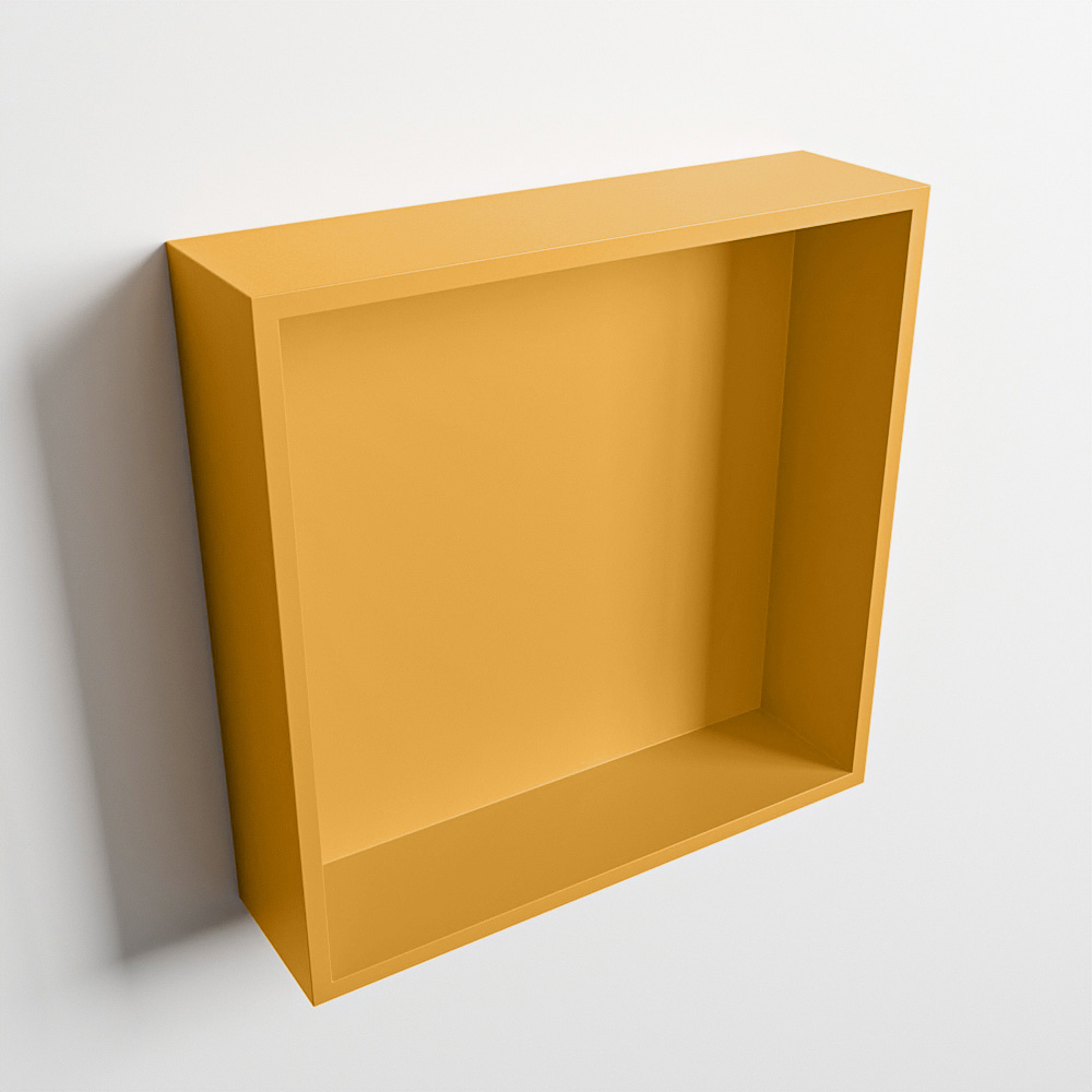 MONDIAZ EASY Nis 29,5x29,5cm in solid surface kleur Ocher | Ocher. 1 vak geschikt voor in- of opbouw