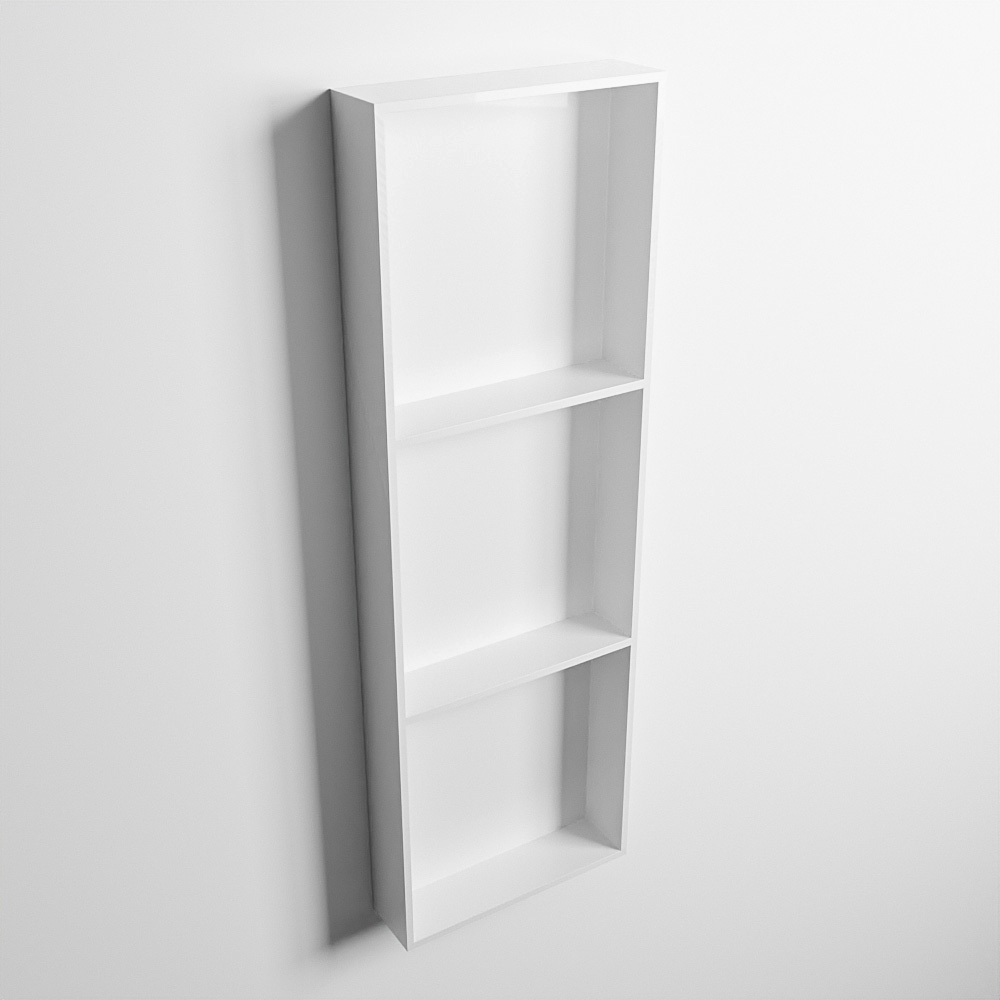 MONDIAZ EASY Nis 89,5x29,5cm in solid surface kleur Talc | Talc. 3 vakken geschikt voor in- of opbouw