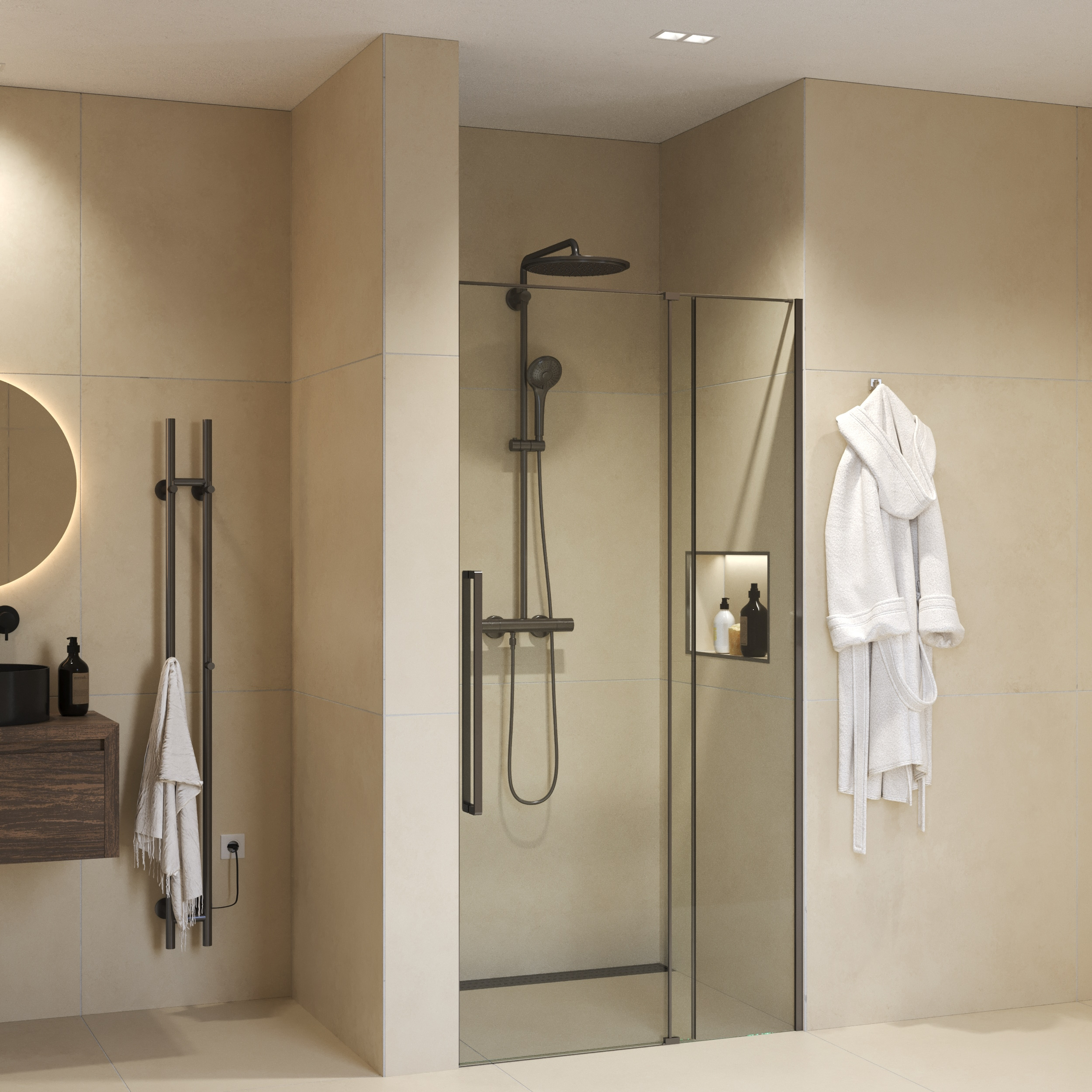 Nisdeur Sanivo Sena Met Vast Paneel Helder Glas 110x200 cm Met Montageset Gunmetal