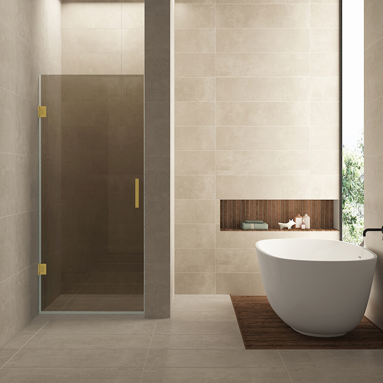 Nisdeur Wiesbaden Less 70x200 cm 8 mm Nano Vintage Brons Glas Geborsteld Messing