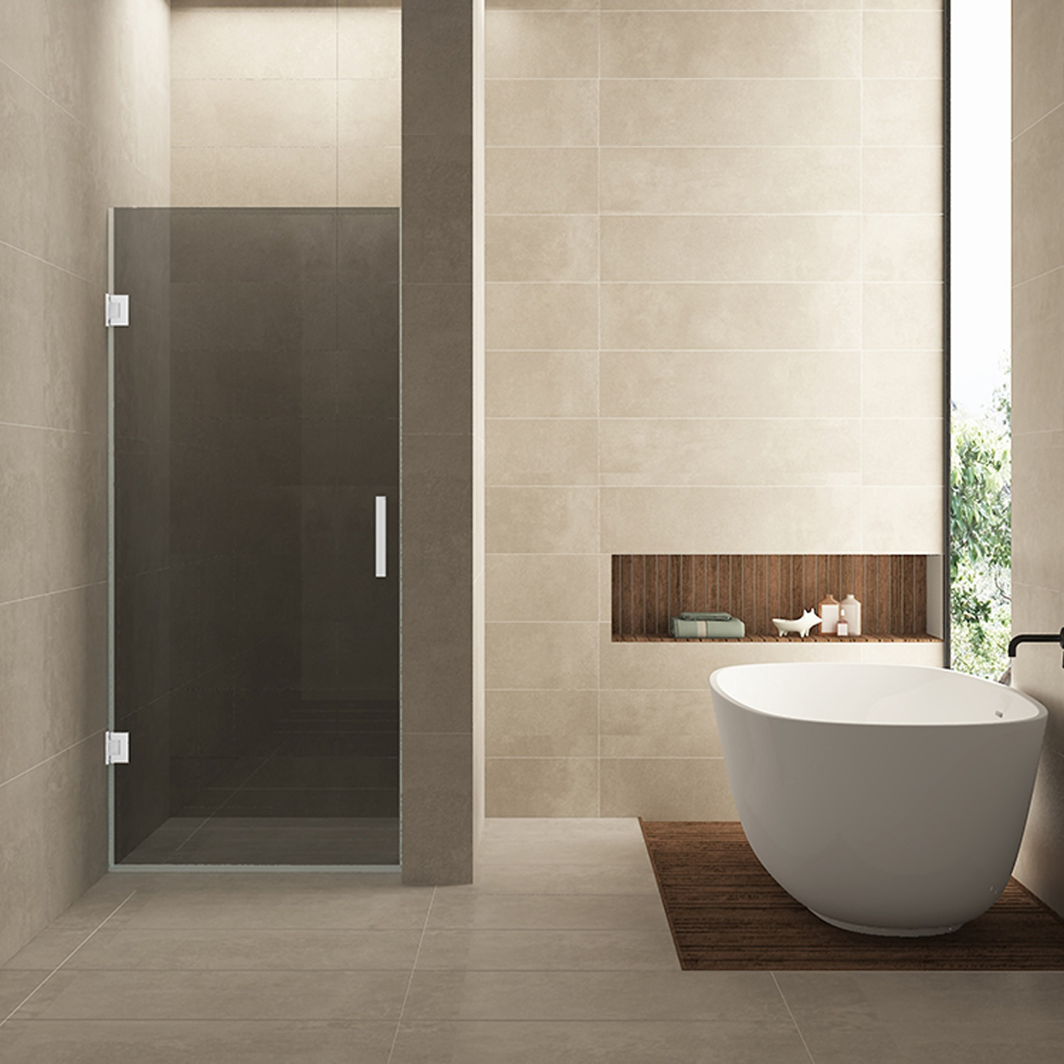Nisdeur Wiesbaden Less 80x200 cm 8 mm Nano Rookglas Mat Wit