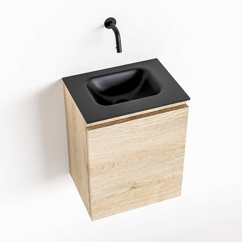 MONDIAZ OLAN 40cm toiletmeubel washed_oak. LEX wastafel urban midden geen kraangat