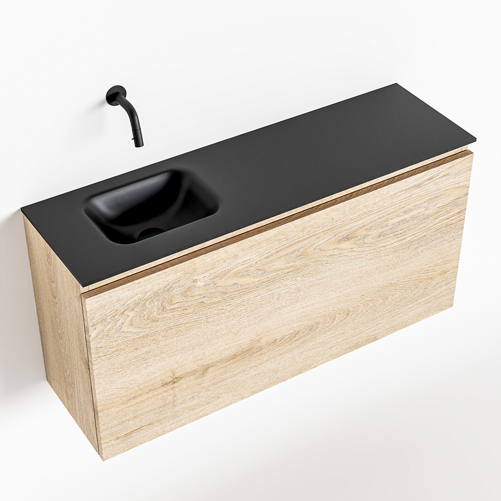 MONDIAZ OLAN 100cm toiletmeubel washed_oak. LEX wastafel urban links geen kraangat