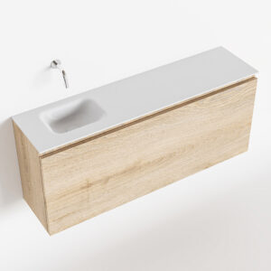 MONDIAZ OLAN 120cm toiletmeubel washed_oak. LEX wastafel talc links geen kraangat