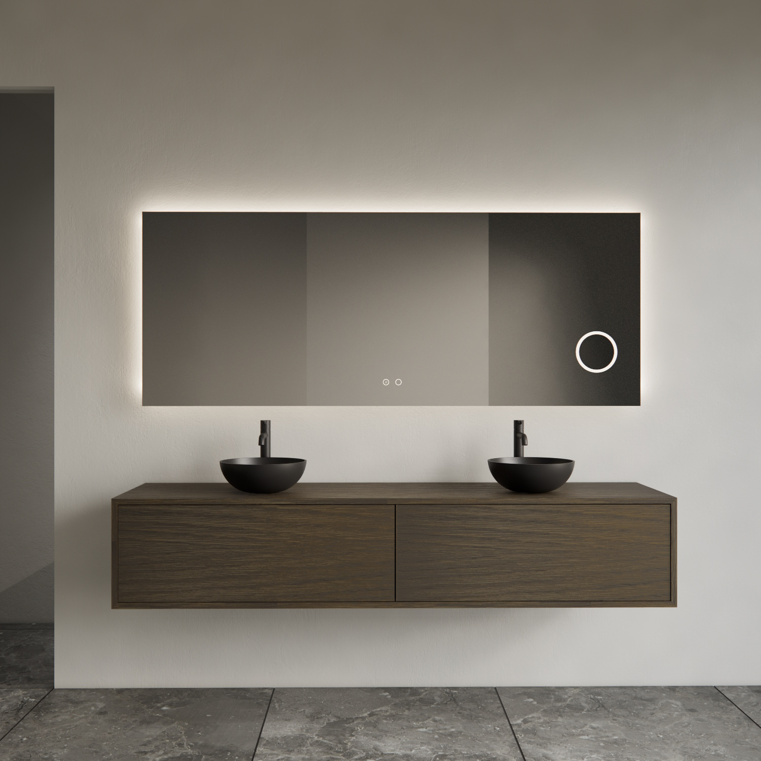 Onderkast Gliss Design Joa Charcoal 180 CM 2 Laden Incl.Topplaat