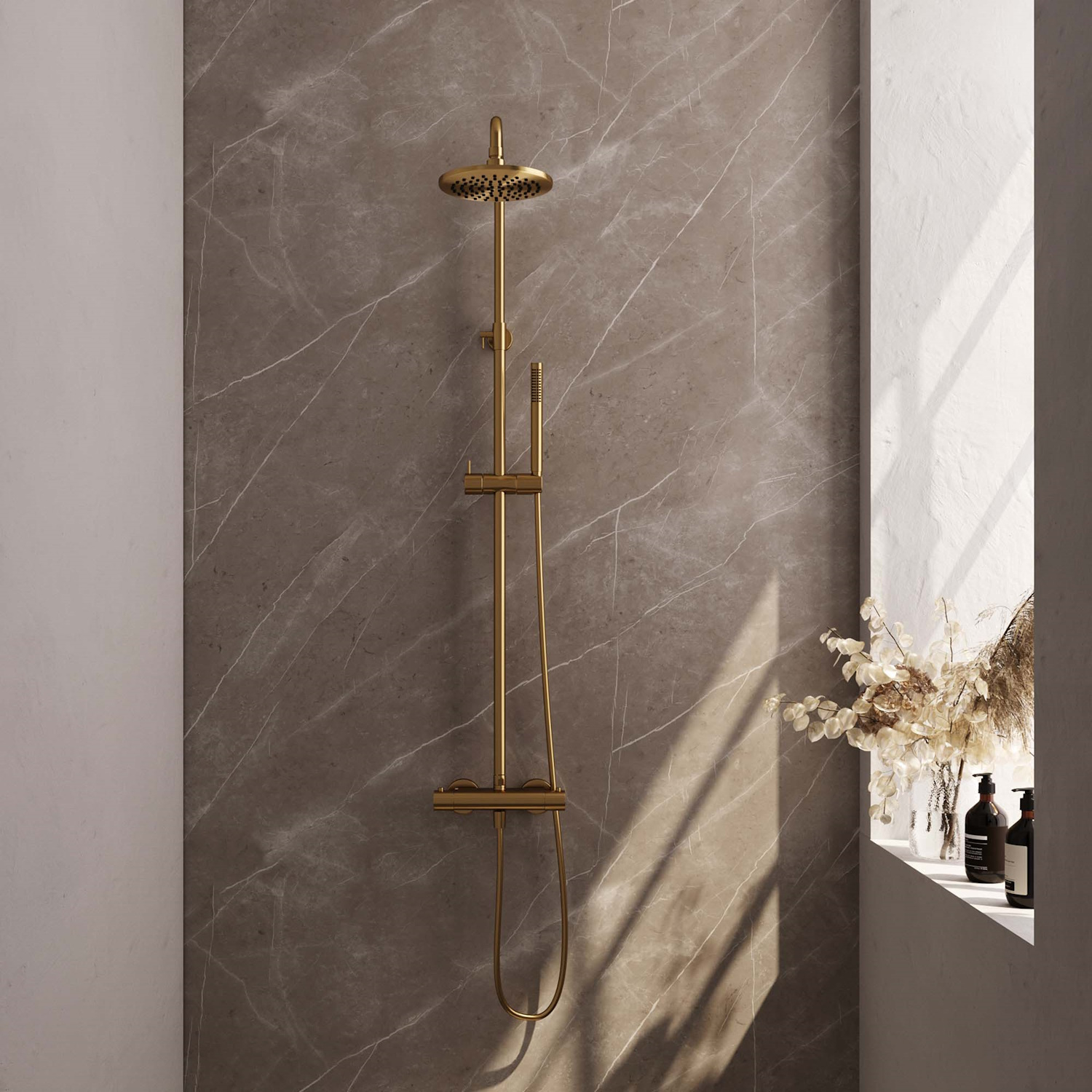 Opbouw Regendoucheset Brauer Gold Edition Thermostatisch Geborsteld Goud (Alle Opties)