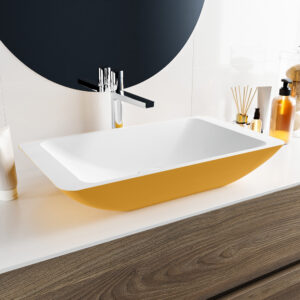 MONDIAZ TOPI Waskom solid surface 60cm kleur Ocher / Talc