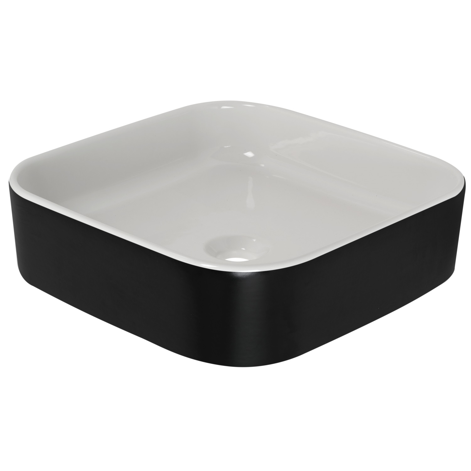 Opbouwwastafel BWS Fresh Keramiek 42x42 cm Zonder Overloop, Zonder Kraangat Wit/Mat Zwart